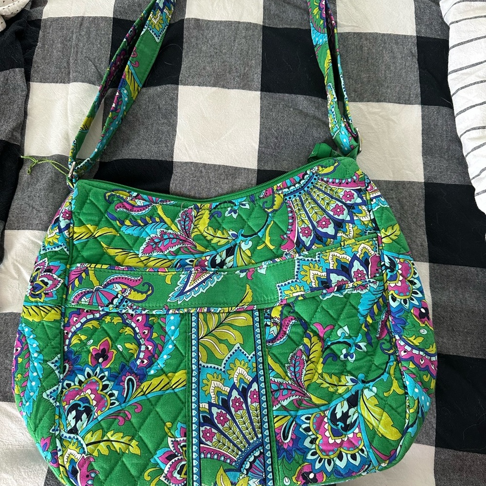 Vera Bradley Green and Pink Hobo Bag